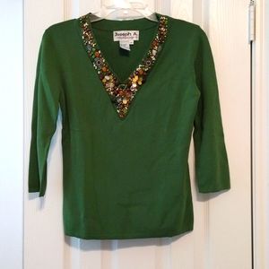 NWOT Joseph A paris London New York beaded sweater